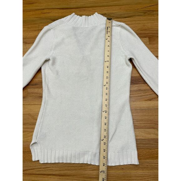 Lauren Ralph Lauren Women's S White Sweater Cotton Pullover Textured Knit Toggle - Picture 11 of 11
